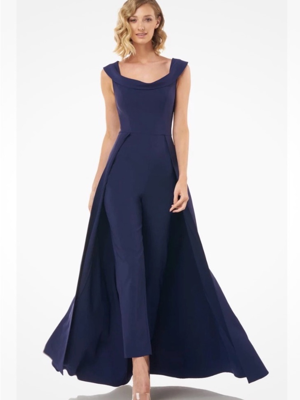 Kay Unger Women Alara Walk Thru Jumpsuit Blue Su 8